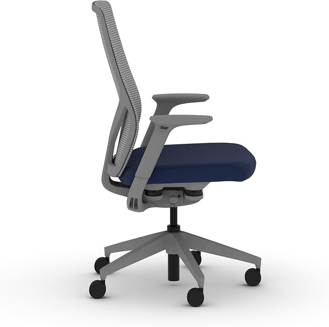 HON Flexion Mesh Office Chair, Height Adjustable Arms, Conference Room Chairs with Lumbar Support, Titanium Mesh, Titanium Frame, Indigo