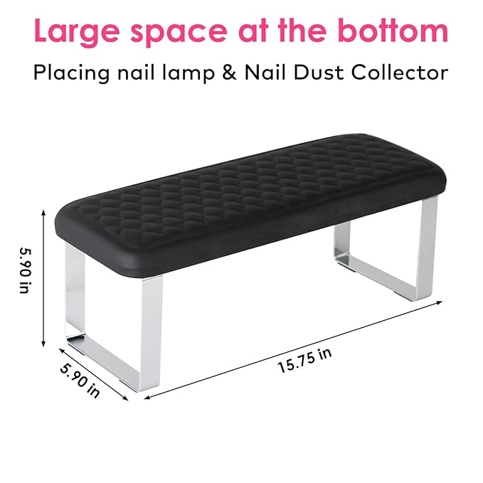 Arm Rest for Nails Tech, BORNBYME Update PU Leather Fish Pattern Hand Nail Foot Stand Rest for Manicure & Pedicure,Black