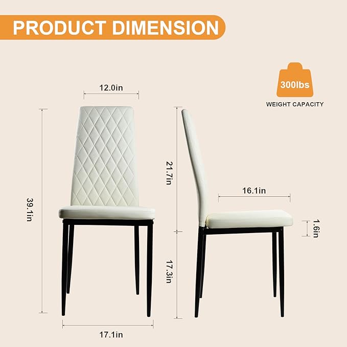 Lightdot Dining Chairs Set of 2, Moden Kitchen Table Chairs with Mental Legs and Upholstered Faux Leather for Dining Room/Kitchen/Living Room/Restaurant