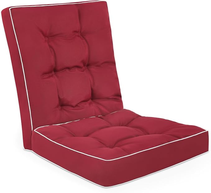 Topotdor Rocking Chair Cushions Indoor, Tufted Rocking Chair Seat Cushion for Patio Furniture, Water Resistant Rocking Chair Pads with Ties for Nursery Balcony Chair, Red