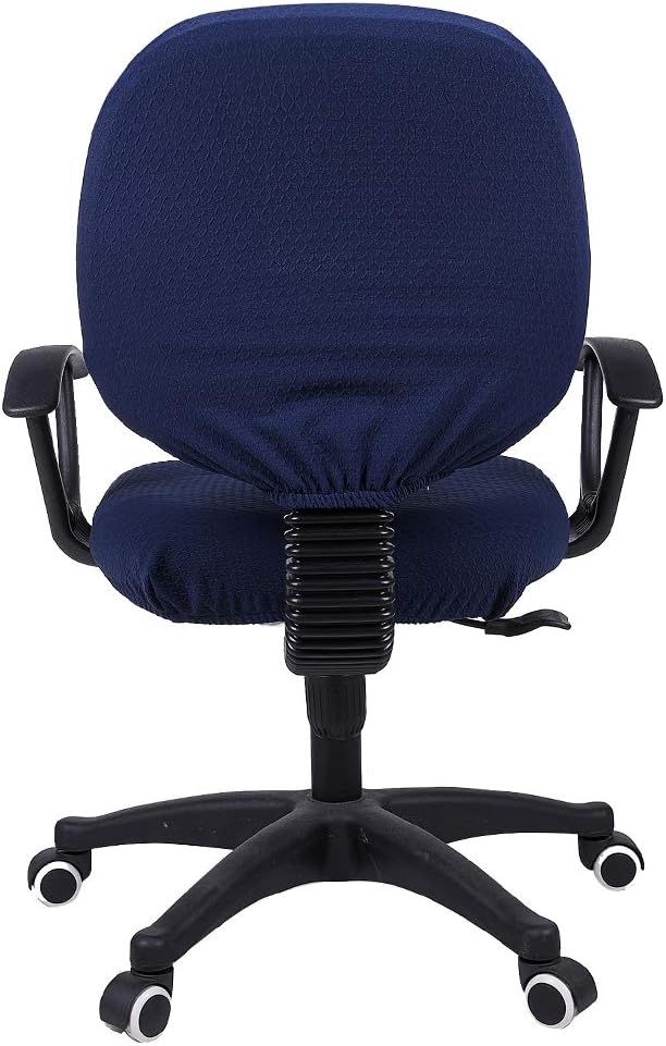 Smiry Stretch Jacquard Office Computer Chair Covers, Removable Washable Universal Desk Rotating Chair Slipcovers Protector, Seat + Backrest Cover, Navy Blue