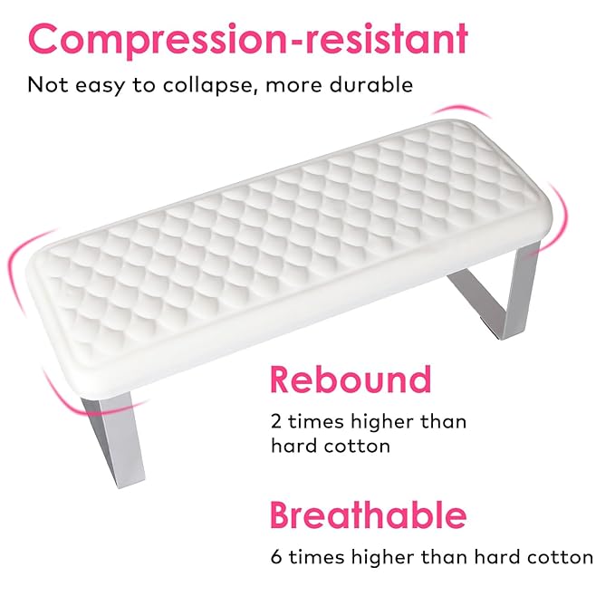 Arm Rest for Nails Tech, BORNBYME Update PU Leather Fish Pattern Hand Nail Foot Stand Rest for Manicure & Pedicure,White