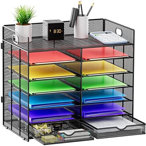 Marbrasse Literature Organizer, Paper Organizer Desk Organizers,Dark Black