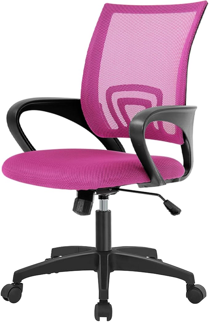 Ergonomic Office Chair Desk Chair Mesh Computer Chair Task Rolling Swivel Chair Upgraded Executive Swivel Computer Chair with Lumbar Support Modern Executive Adjustable Chair,Pink