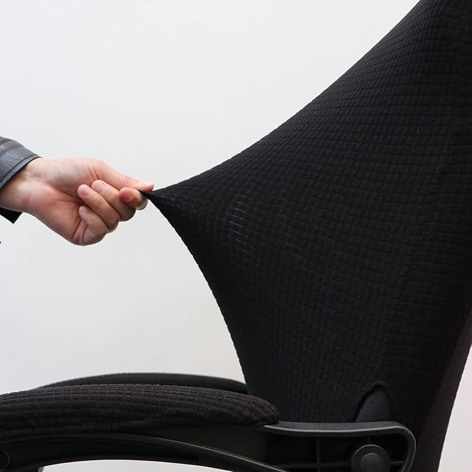 Melaluxe Office Chair Cover with Armrest Covers， Universal Stretch Desk Chair Cover, Computer Chair Slipcovers (Size: L) - Black