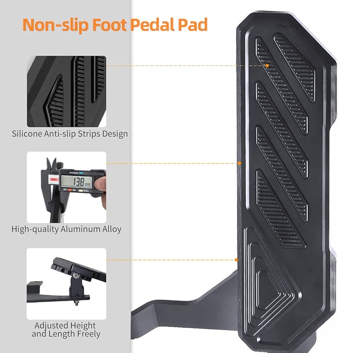Dead Pedal Foot Rest Pad - Left Side Kick Panel Anti-Slip Thickened Compatible with 2018-2026 Jeep Wrangler JL JLU 4XE & Gladiator JT Adjustable No Drilling Black