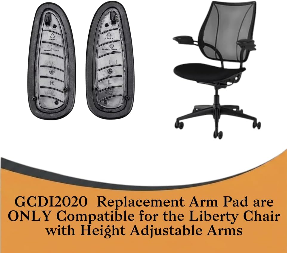 Solid-Core Replacement Black Arm Pads for Liberty Office Chair – Durable Gel Alternative Armrest Set (Left & Right) – Fits Height Adjustable Task & Stool Chairs – Fixes Cracked Pads