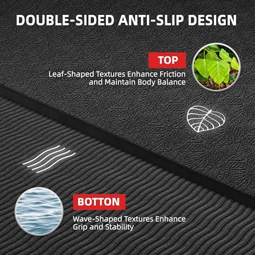 Extra Large Yoga Mat – 72"x48" or 78"x57", 1/4"–1/2" Thick Mat for Women & Men, TPE Non-Slip Pilates Mat for Home Gym, Yoga, Stretching, Meditation
