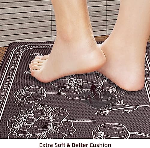 Kitchen Floor Mat Set of 2, Anti Fatigue Kitchen Mat 17"x59"+17"x29"