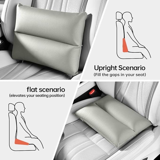 Lumbar Pillow for car, Back Cushion for Driving, Back Support, Lumbar Support, Improve Driving Comfort, Faux Leather, Sturdy and Durable, Non-deformable, Long Lasting Use 1P
