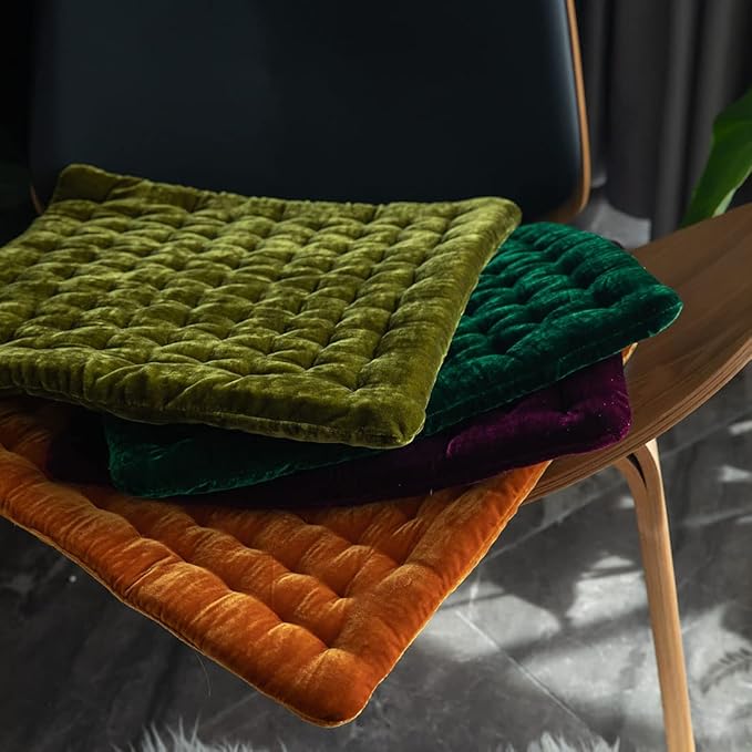 vctops Luxury Velvet Square Chair Pad Thin Soft and Comfy Chair Cushion Tufted Indoor Seat Cushion Pillow Tatami (Purple,17"x17")