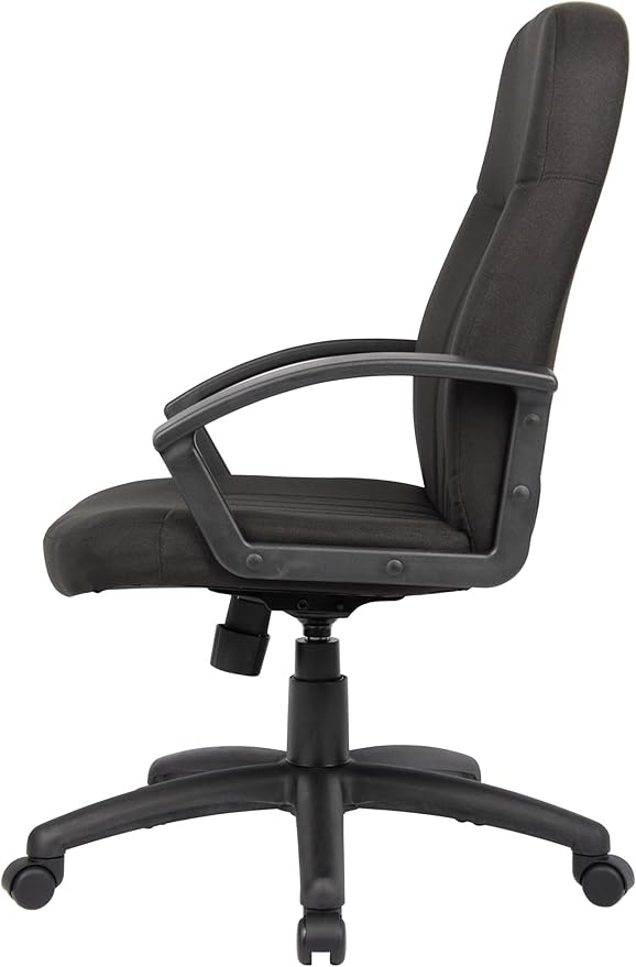 Boss Office Products Mid Back Fabric Managers Chair in Black, Black/Black (B8306-BK)