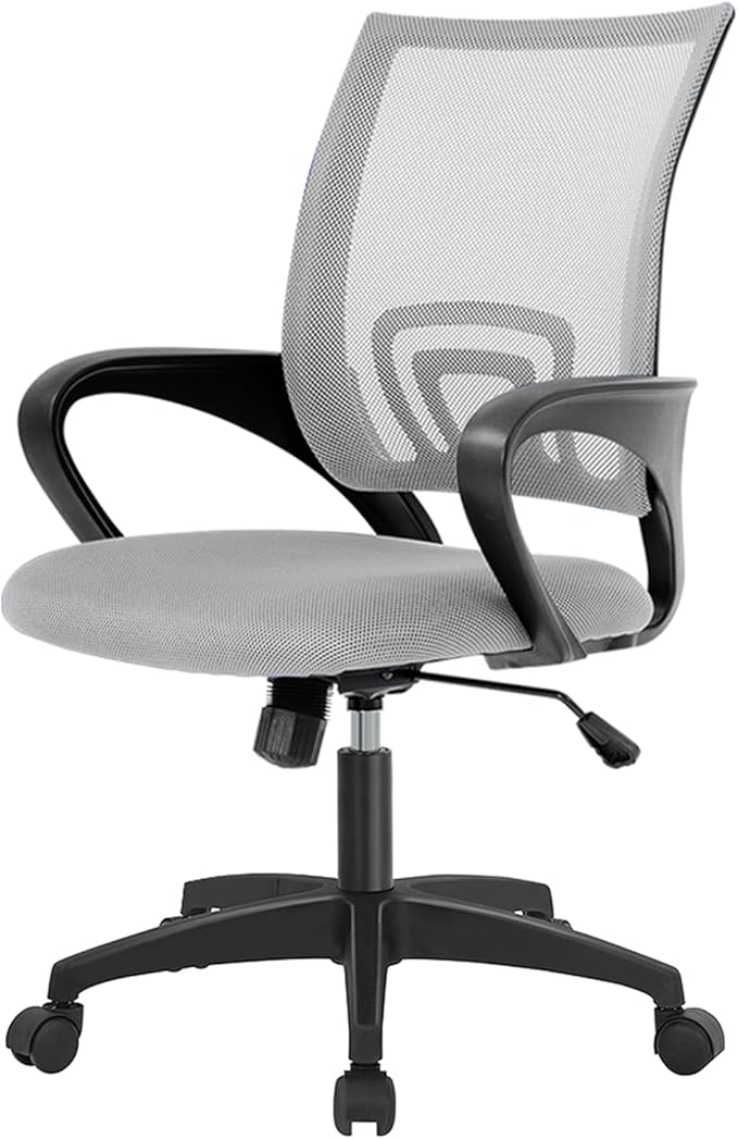 Dopinmin Modern Ergonomic Office Chair, Grey with Lumbar Support, Mesh Back, Rolling, Executive Swivel Computer Chair