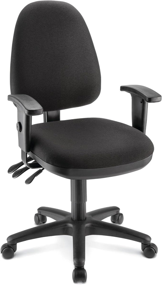 WorkPro® Patriot Multifunction Ergonomic Fabric Task Chair, Black, BIFMA Compliant