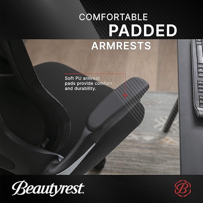 Living Style Beauty Rest ErgoMax Ergonomic Mesh Swivel Task Chair, Black