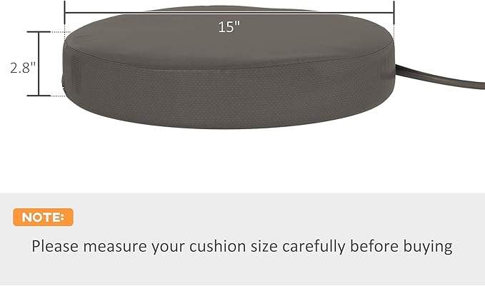 Outsunny Outdoor Bistro Chair Cushions Set of 4 with Machine Washable Cover, 15" x 15" x 3" Thick Round Seat Cushions for Patio Furniture with Ties, Chair Pads for Dining Chairs, Dark Gray