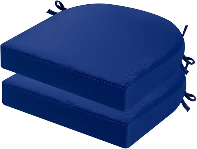 idee-home Outdoor Chair Cushions Set of 2, Thick 17" x 17" Outdoor Seat Cushions Patio Furniture Waterproof with Ties, Dining Pads