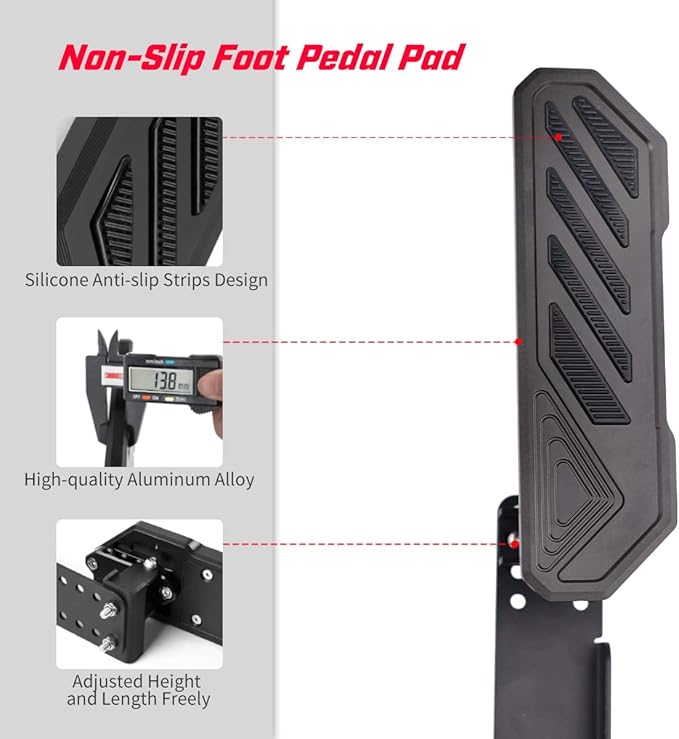 Dead Pedal Driver Foot Rest Pad - Left Side Kick Panel Adjustable Anti-Slip Thickened No Drilling Fit for 2007-2026 Jeep Wrangler JK JL JLU 4xe & Gladiator JT(Black,1 Pack)