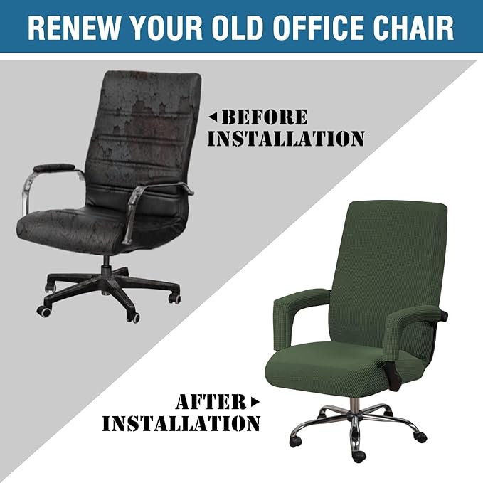 H.VERSAILTEX Computer Office Chair Cover - Stretchable Universal Desk Task Chair Covers Stretch Rotating Seat Slipcover, Bronze Green