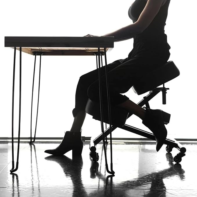 Sleekform Ergonomic Kneeling Chair - Adjustable Seat Angle and Height - Ergonomic Posture Kneeling Stool Chairs for Office and Home - Thick Comfortable Cushions, Wheels