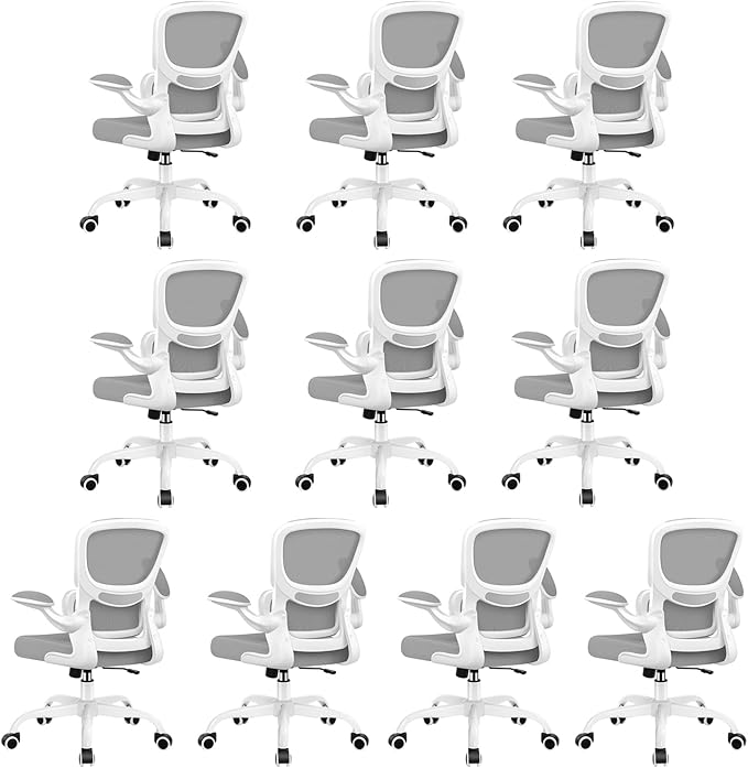 BESTFAIR Office Chair Ergonomic Desk Chair, Breathable Mesh Comfy Chair with Lumbar Support, Computer Chair, Home Desk Chair with Flip-up Armrests, Gaming Chair for Adults Home Office