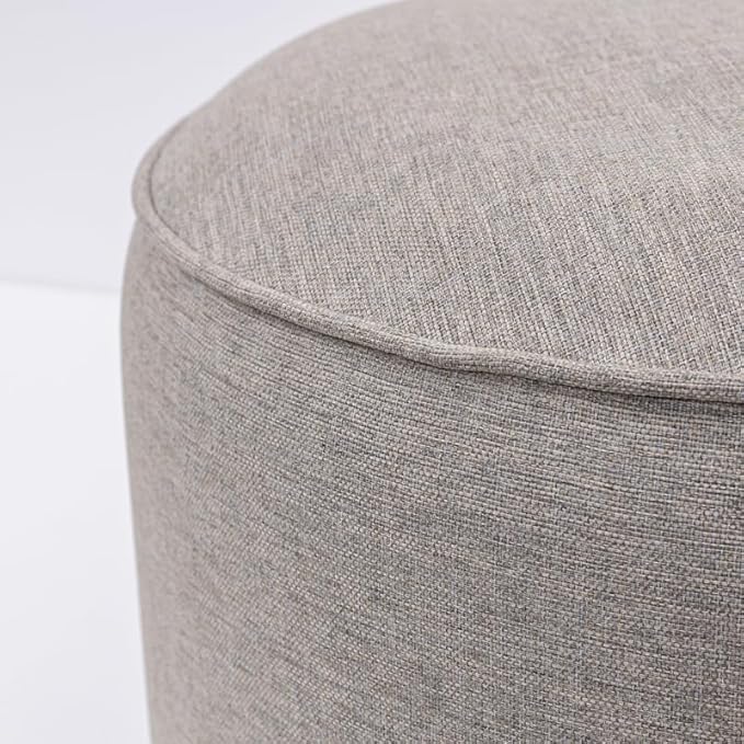 QILLOWAY Inflatable Outdoor Ottoman for Patio, Waterproof Round Pouf, Inflatable Foot Rest, Outdoor Footstool for Poolside, Garden，Camping,All Tan,Grey