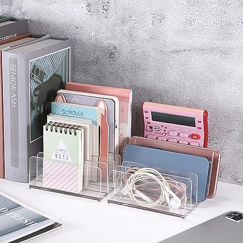 Hipiwe 2-Pack Acrylic File Organizer for Sorting Mail - 5 Slot Mail Sorter