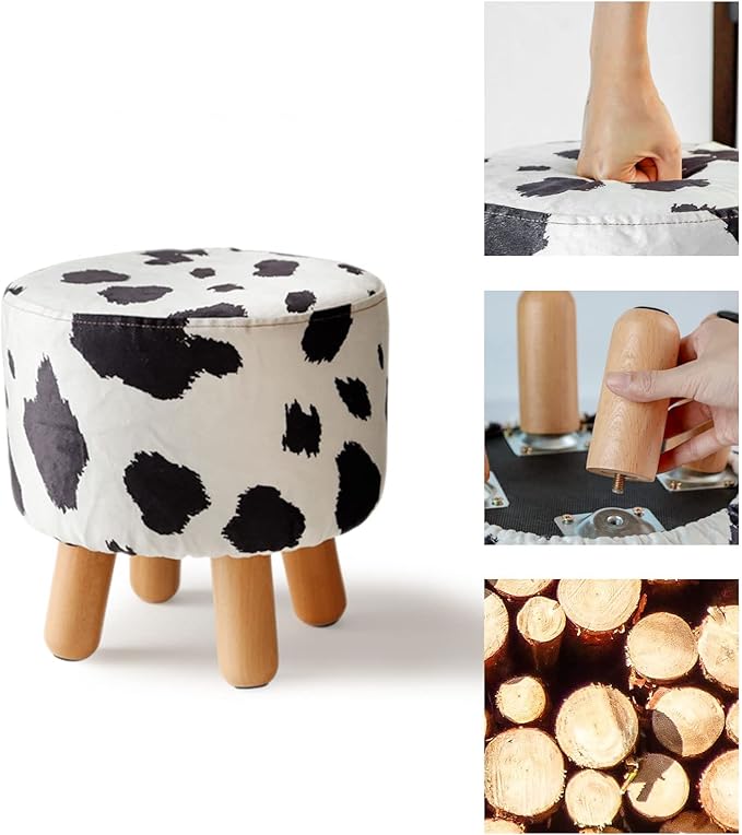 H&B Luxuries Fabric Round Padded Ottoman Foot Rest Stool