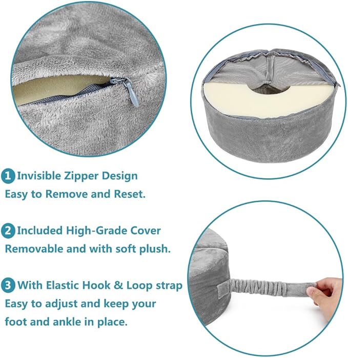 Foot Elevation Pillow Ankle Protector Heel for Pressure Sores Ulcer Cushion Foot Pillow Protectors Ankle for Bed Sore Feet Sleeping Pillow Elevated Foot Support Wedge Leg Elevator (Large, 1 PCS)