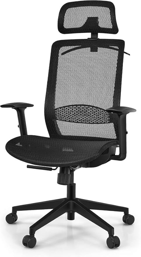 Breathable Mesh Office Chair - High Back Ergonomic Desk Chair with Flip-Up Armrests, Rolling Swivel, Adjustable, Ideal for Hot Weather and Mesh Ventilation