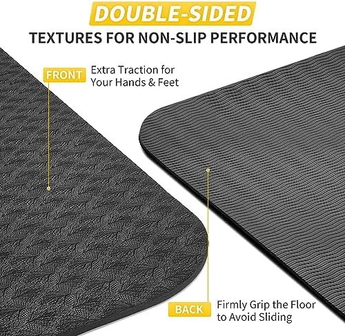 CAMBIVO Yoga Mat for Women Men Kids, 1/3 & 1/4 & 2/5 Inch Extra Thick Yoga Mat Non Slip, 72" x 24" TPE Yoga Mats, Workout Mat with Carrying Strap for Yoga, Pilates and Floor Exercises
