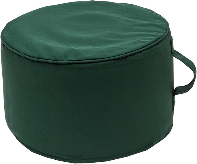 QILLOWAY Inflatable Outdoor Ottoman for Patio, Waterproof Round Pouf, Inflatable Foot Rest, Outdoor Footstool for Poolside, Garden，Camping, Mallard, Forest Green