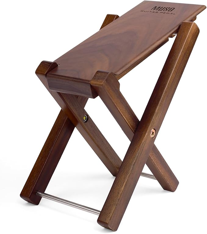 Muso Guitar Stool Foot Rest, Adjustable Foot Stool Folded Wooden Pedal,Pedicure Foot Stool Footrest 4 Level Suitable for Guitar (America Black Walnut)