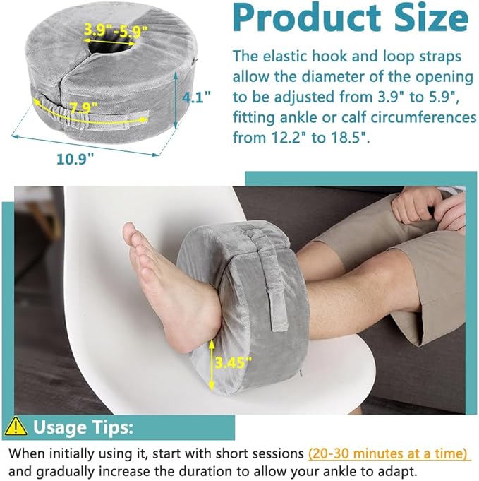 Foot Elevation Pillow Ankle Protector Heel for Pressure Sores Ulcer Cushion Foot Pillow Protectors Ankle for Bed Sore Feet Sleeping Pillow Elevated Foot Support Wedge Leg Elevator (Large, 1 PCS)