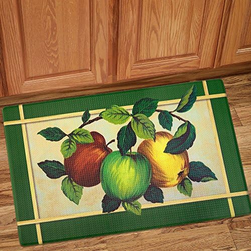 PowerSellerUSA Printed Anti Fatigue Mat, Non Slip Printed Textured Comfort Standing Floor Mats for Living, Dining Room, Bedroom, Kitchen, Office, Work (18x30 in., Three Apples)
