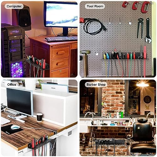 Sumnacon Wall Mounted Cable Hanger and Organizer, 13 Cable Slot Cable Hanger,Iron Cable Rack-Slots Width from 6 to 9mm for Cord Management,Black