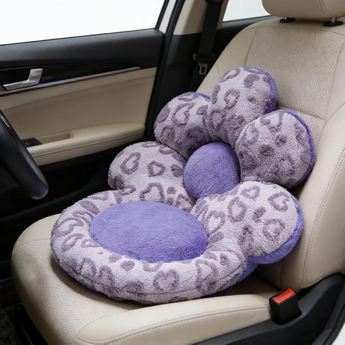 Flower Chair Cushion with Backrest Comfortable Office Chair Pad Student Dormitory Seat Cushion for Sedentary Group Home Decor (Purple, OneSize)