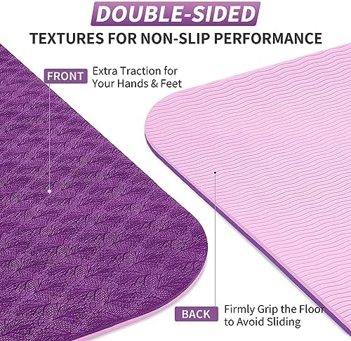 CAMBIVO Yoga Mat for Women Men Kids, 1/3 & 1/4 & 2/5 Inch Extra Thick Yoga Mat Non Slip, 72" x 24" TPE Yoga Mats, Workout Mat with Carrying Strap for Yoga, Pilates and Floor Exercises