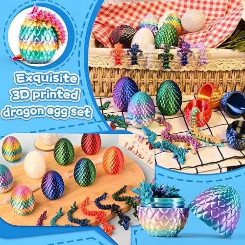12PCS 3D Printed Dragon Eggs, Articulated Fantasy Animal Toys