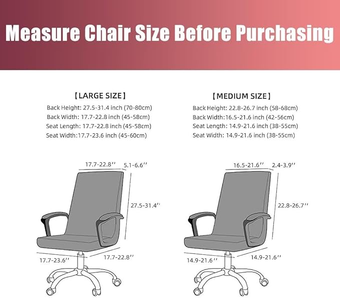 SARAFLORA 2 Pack Office Chair Cover, Stretchable Desk Chair Cover Removable Computer Chair Cover for Office Chair with Zipper Universal Spandex Rotating Chair Cover Anti-dust Chair Slipcover,Burgundy