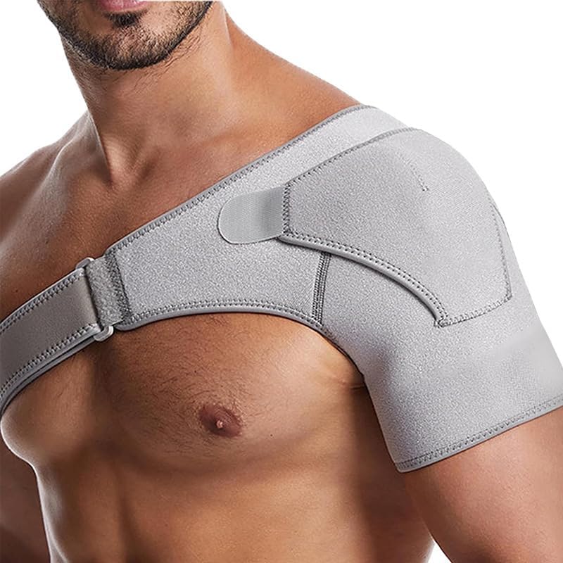 Shoulder Brace for Men & Women - Adjustable Compression Support for Rotator Cuff & Arthritis Pain Relief, Shoulder Injury Stabilizer, Universal Fit Left/Right (Gray L)
