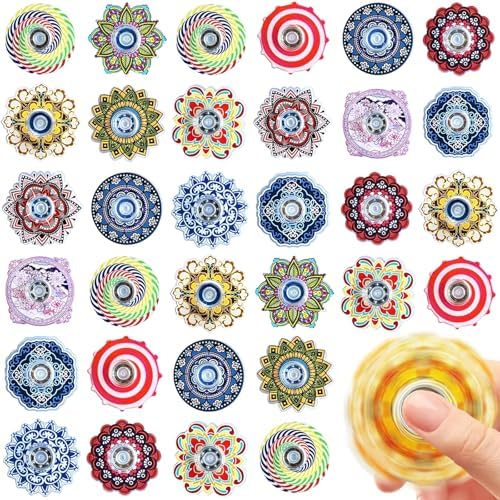 100 Pack Mini Fidget Spinner Toys Party Favors, Desk School Toy Anxiety Relief,Stress Relief Sensory Toys for Kids Adults,Treasure Box Toy for Classroom Prizes, Halloween Treats Toys Bulk