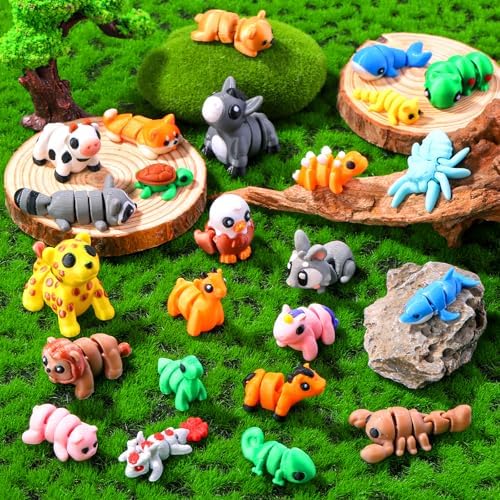 JOICEE 36Pcs Mini 3D Printed Animals Articulated Flexible Fidget Toys