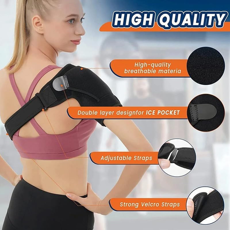 Shoulder Brace for Men & Women - Adjustable Compression Support for Rotator Cuff & Arthritis Pain Relief, Shoulder Injury Stabilizer, Universal Fit Left/Right (Gray L)