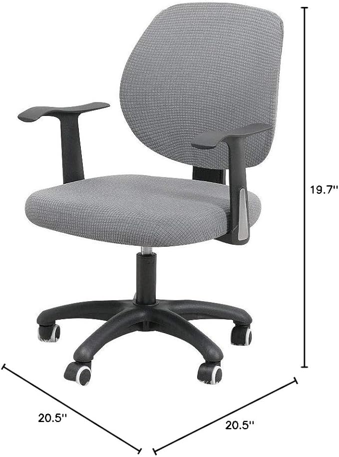 FORCHEER Desk Chair Back and Seat Cover 2 Pieces Light Grey Jacquard Stretch Split Office Chair Covers Water Resistant Washable