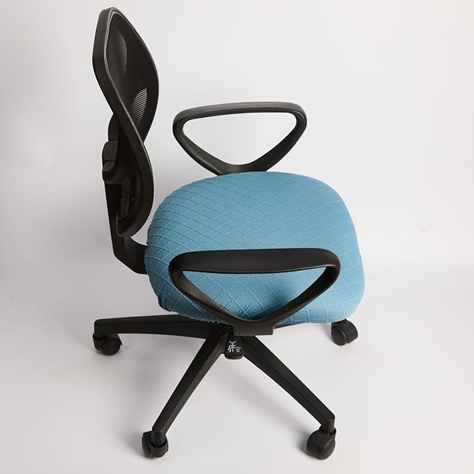 Melaluxe Stretch Jacquard Office Chair Cover, Removable Washable Desk Chair Cover Rotating Chair Seat Slipcover, Blue