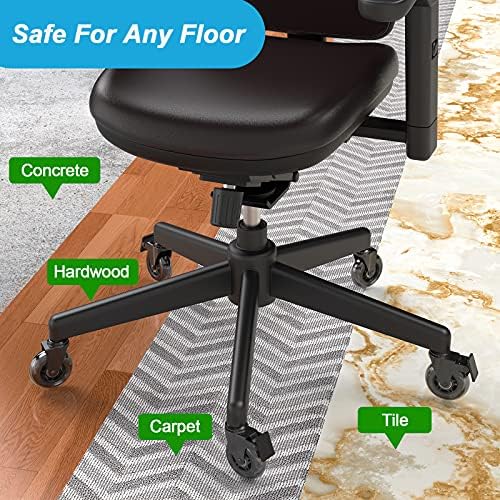 3" Caster Wheels set of 5(3 with Safety Dual Brake,2 without),Heavy Duty Swivel Castors w 3/8"-16UNC Threaded Stem, No Noise Rubber wheels,Safe for HardWwood,Carpet,Fit Chair,Workench,Shelf