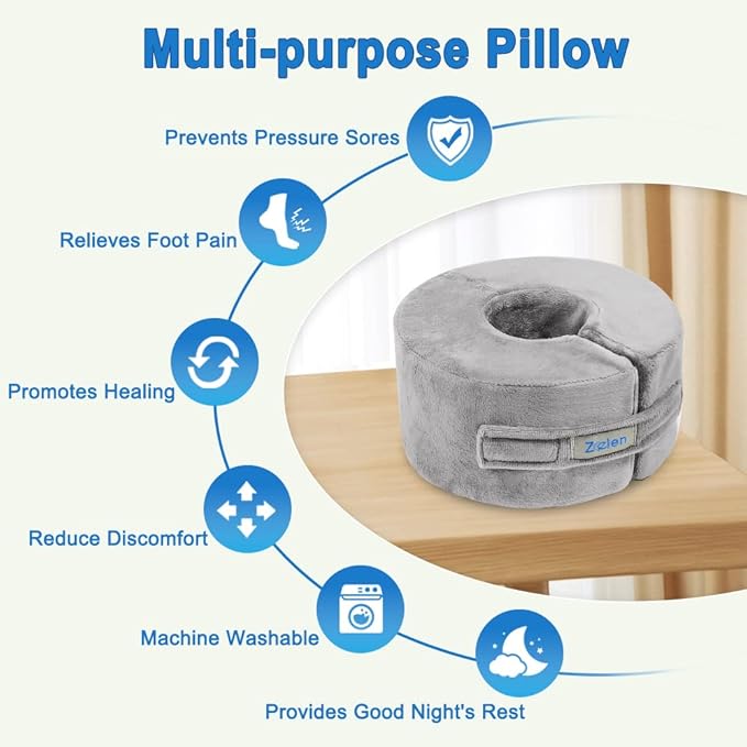 Zelen Foot Elevation Pillow Ankle Wedge Heel Elevator Cushion Foot Support Pillow Medical Ankle Cushion for Foot Pressure Bed Sore Ulcer Sleeping Leg Rest Elevated Support Foam (Medium, 1 PCS)