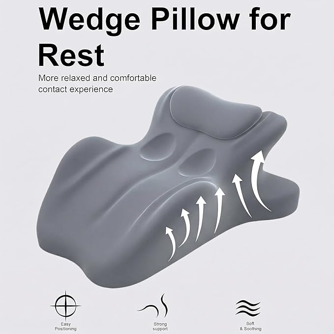 Ergonomic Prone Pillow for Stomach Lying, Multi-Angle Face Down Pillow for Reading in Bed & Phone Use, Breathable Comfortable Support Cushion for Relaxing, Lumbar Back Support for Sleeping