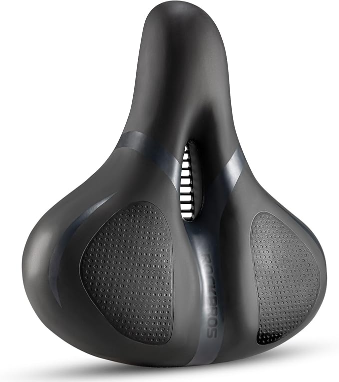 ROCKBROS Bike Seat Cushion for Men Women with Dual Shock Absorbing Ball Memory Foam - Ergonomic Bike Saddle, Handle for Easy Transport Soft Wide Waterproof Exercise Bicycle Seat for Peloton, Road Bike